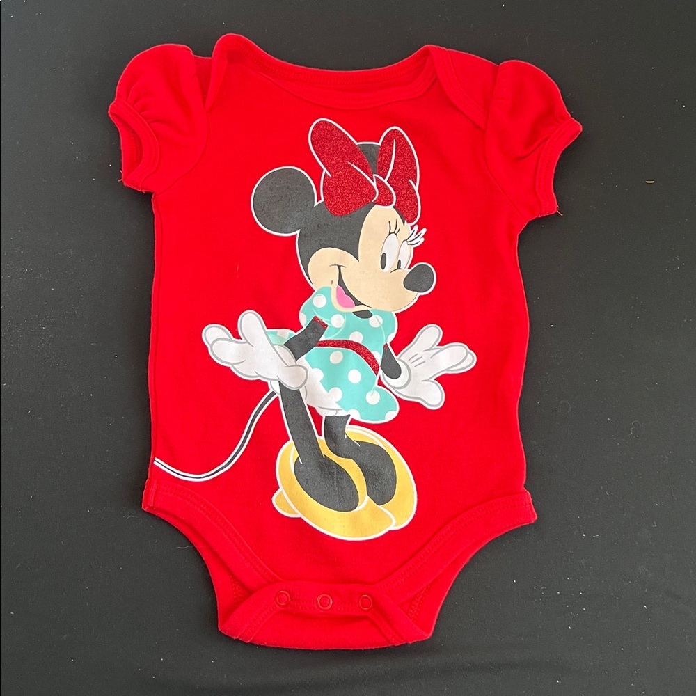 Disney Minnie Mouse Red Baby Onesie Girl 6-9 Months